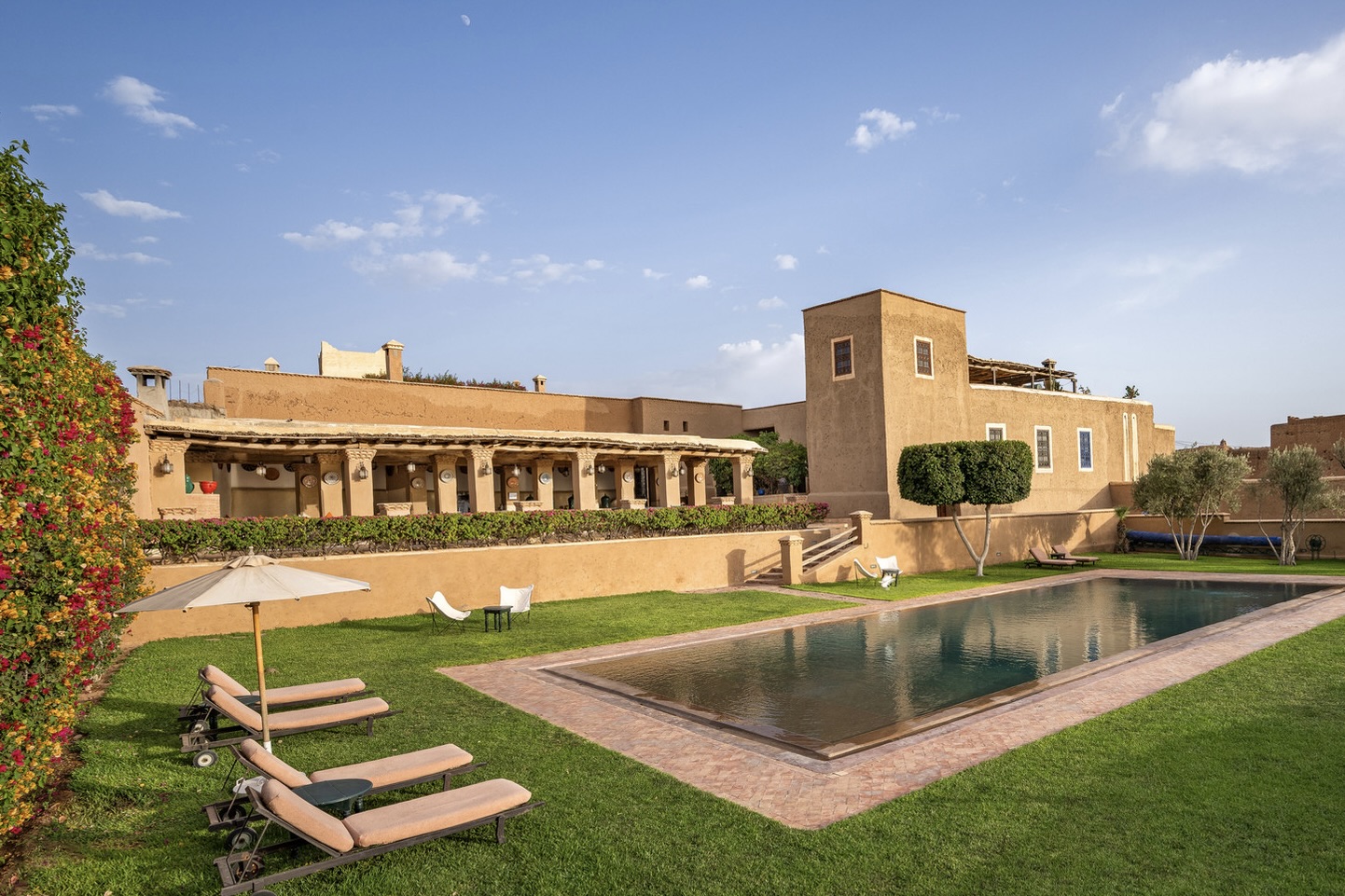 The 38-metre pool set into the old stone terrace